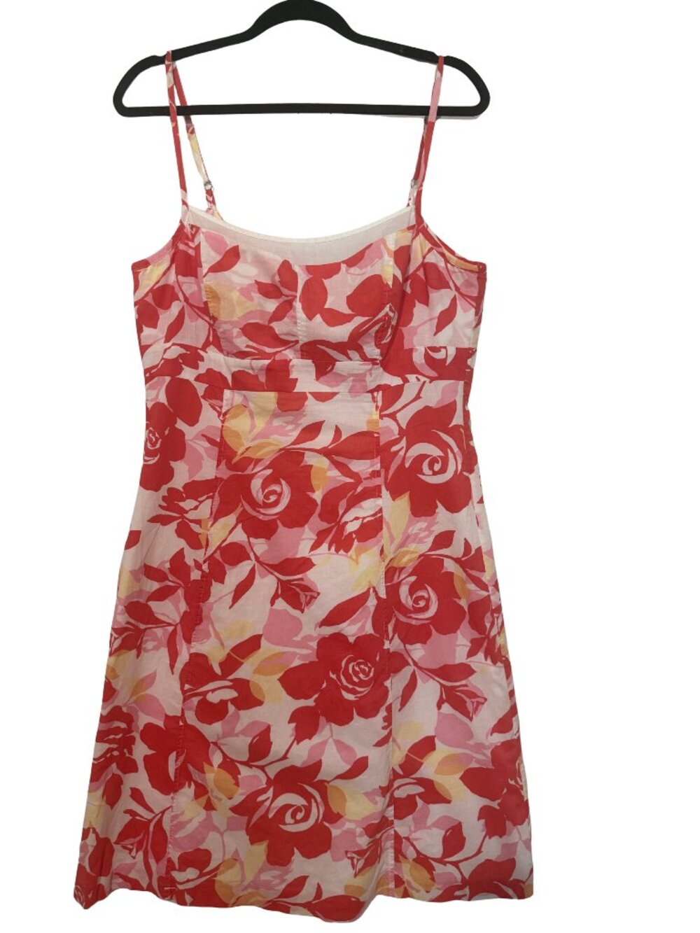 New York & Company Women's Size 14 Red Floral Spaghetti Strap Summer Sundress